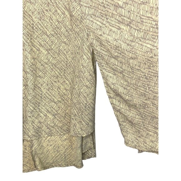 Prologue Boat Neck Midi Dress L Large‎ Yellow Gray Print Front Slits Sleeveless - Picture 3 of 9